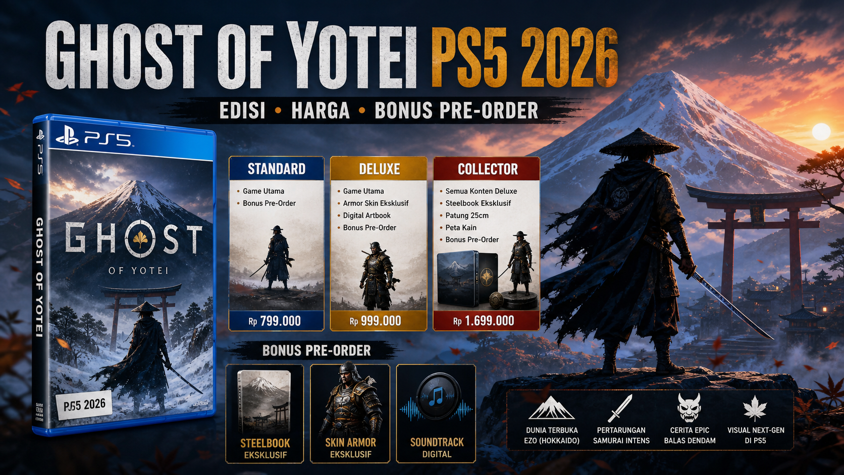 Ghost of Yotei PS5 2026: Edisi, Harga, dan Bonus Pre Order - yotei