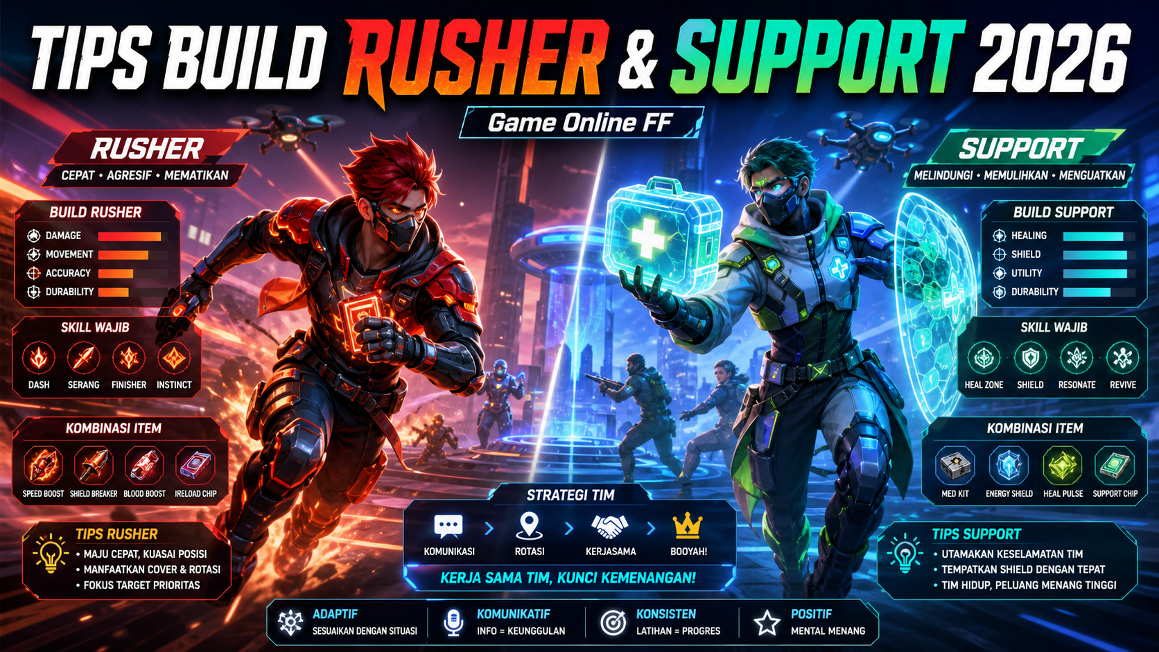 Game Online FF: Tips Build Karakter Rusher dan Support Aman 2026 - ff