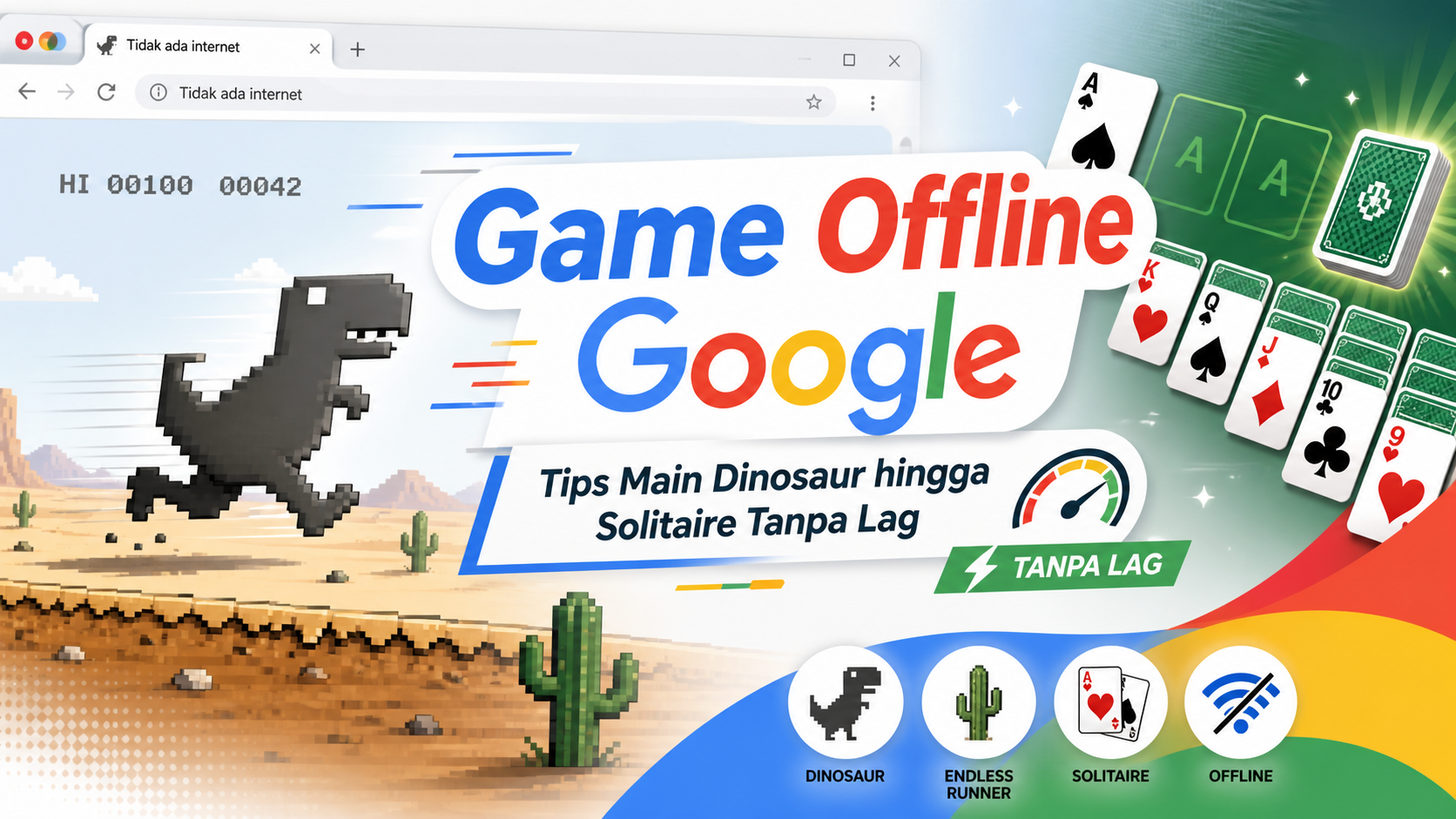 google - Game Offline Google: Tips Main Dinosaur hingga Solitaire Tanpa Lag
