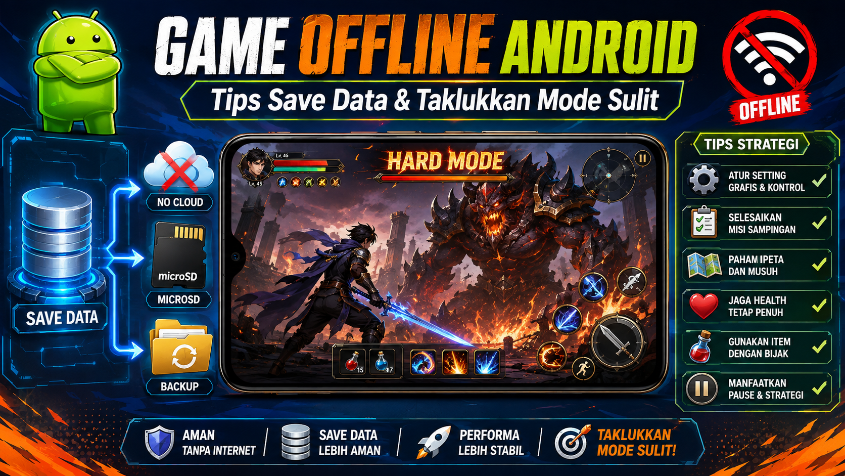 Game Offline Android: Tips Save Data dan Taklukkan Mode Sulit - android